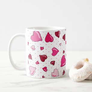 Alla hjärtans dag Swehoney Red Rosa Hearts Polka D Kaffemugg
