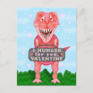 Alla hjärtans dag T-Rex Dinosaur Cute Kids Classro Helg Vykort