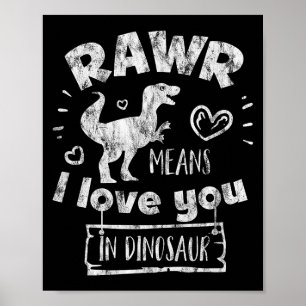 Alla hjärtans dag T-rex Rawr betyder Jag älskar di Poster