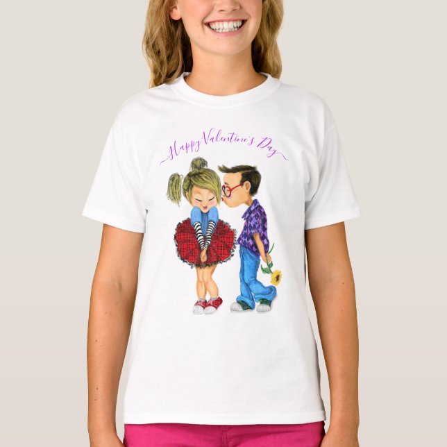 Alla hjärtans dag T-shirt Söt par (Framsida)