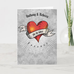 Alla hjärtans dag Tattoed Hearts Add Namn and Date Helgkort