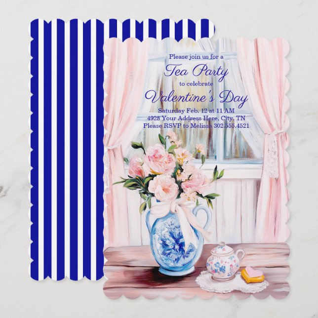 Alla hjärtans dag Tea Party-inbjudan Inbjudningar (Fram/baksida)