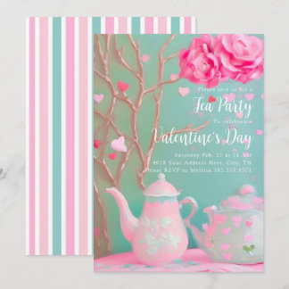 Alla hjärtans dag Tea Party-inbjudan Meddelande