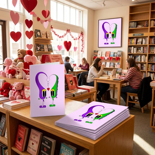 Alla hjärtans dag Tecknade figurer Helgkort (Hey there! Take a look at this most excellent cartoon Valentine's Day card)