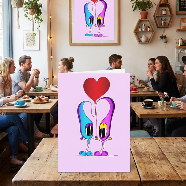 Alla hjärtans dag Tecknade figurer Helgkort (Hey, take a look at this most excellent Valentine's Day card!)