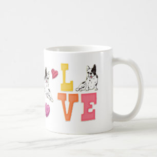 Alla hjärtans dag-tema fransk bulldogg hundälskare kaffemugg
