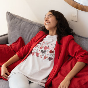 Alla hjärtans dag-tema Röda hjärtan T Shirt