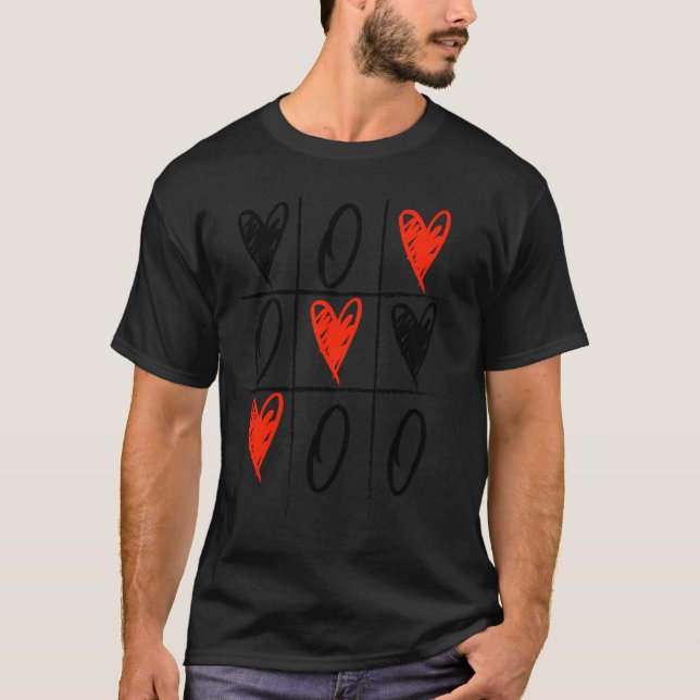 Alla hjärtans dag Tic Tac Toe Heart T Shirt (Framsida)