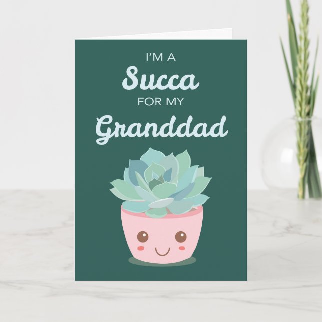 Alla hjärtans dag till farfar med Kawaii Sukkulent Kort (Framsida)
