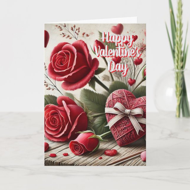 Alla hjärtans dag till Mamma Rosor och Hjärtan Gra Kort (Framsida)