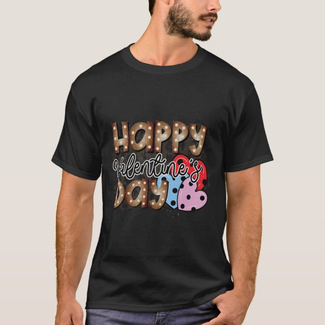 Alla hjärtans dag Tomte Three Rosa Hearts Garde T Shirt (Framsida)
