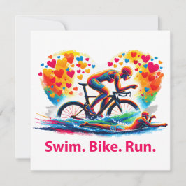 Alla hjärtans dag Triathlon Kudd, Simma Cykel Spri Julkort
