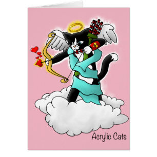 Alla hjärtans dag Tuxedo Cupid Cat Hälsningskort