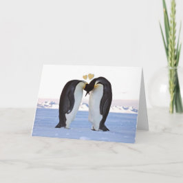 Alla hjärtans dag, två Penguiner - två hjärtan Helgkort