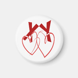 Alla hjärtans dag två söta röda hjärtan kärlek magnet