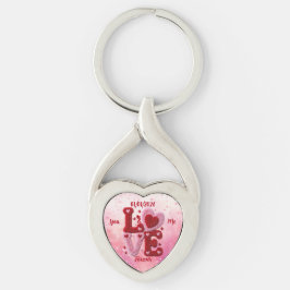 Alla hjärtans dag twisted heart silverfärgad nyckelring