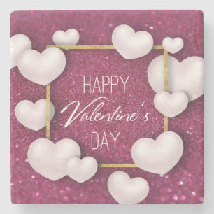 Alla hjärtans dag Underlägg vita Hearts Glitter St
