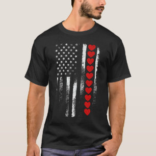 Alla hjärtans dag US Amerikansk Flagga Hjärta Patr T Shirt