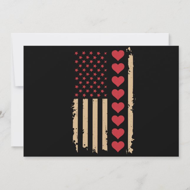 Alla hjärtans dag US Flagga Hjärtan  Inbjudningar (Framsida)