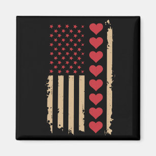 Alla hjärtans dag US Flagga Hjärtan  Magnet