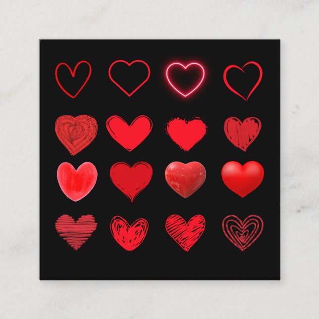 Alla hjärtans dag - Utkastning av rött hjärta Fyrkantigt Visitkort (Framsida)