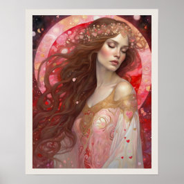 Alla hjärtans dag - utskrift av Woman Gown Art Dec Poster