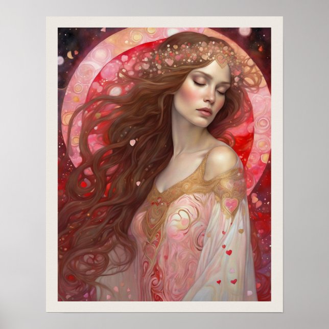 Alla hjärtans dag - utskrift av Woman Gown Art Dec Poster (Framsidan)