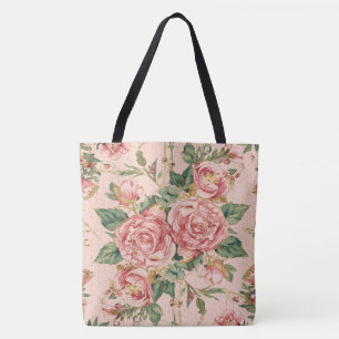 Alla hjärtans dag, vackra rosa rosor blommor tygkasse