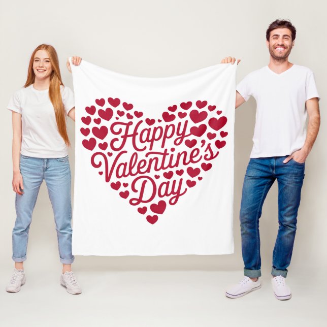 Alla hjärtans dag Valentine Kärlek Heart Fleecefilt (På plats)