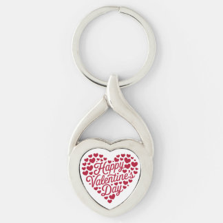 Alla hjärtans dag Valentine Kärlek Heart Twisted Heart Silverfärgad Nyckelring