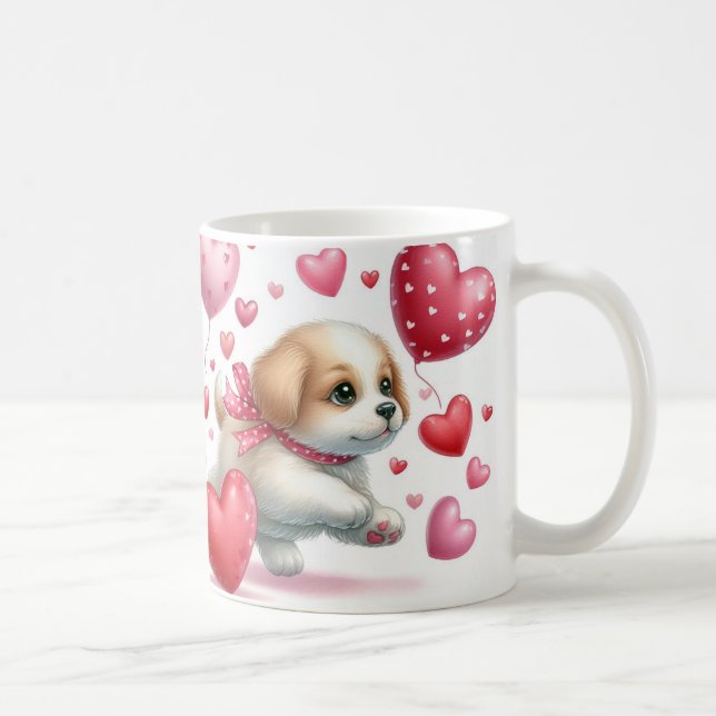 Alla hjärtans dag valpkärlek  kaffemugg (Höger)
