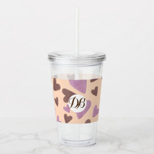 Alla hjärtans dag Vattenfärg Hjärtan Monogram Take Away Mugg