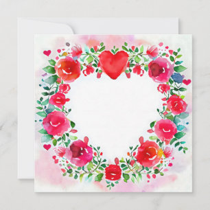 Alla hjärtans dag Vattenfärg Ljus Blommor och Hjar Julkort