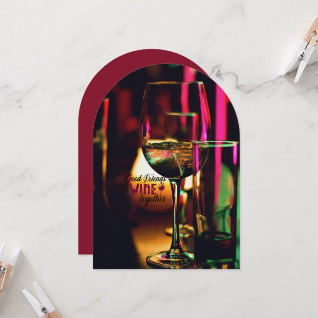 Alla hjärtans dag Vin Charcuterie Friend Party Inbjudningar (Fram/Back In Situ)