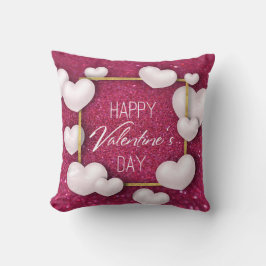 Alla hjärtans dag Vita Hearts Glitter - Pillow Kudde