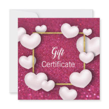 Alla hjärtans dag: Vita Hearts Glitter-presentkort