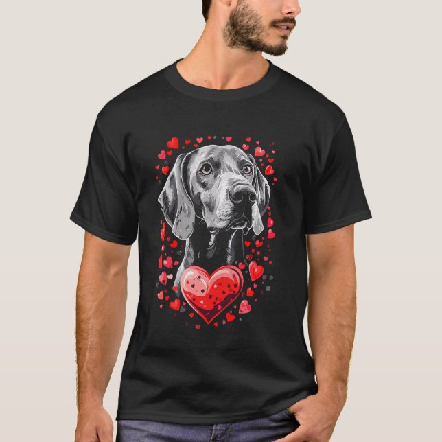 Alla hjärtans dag Weimaraner Hund T Shirt (Framsida)