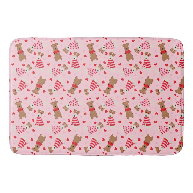 Alla hjärtans dag Welsh Wire Fox Terrier Hundar Badrumsmatta (Framsidan)