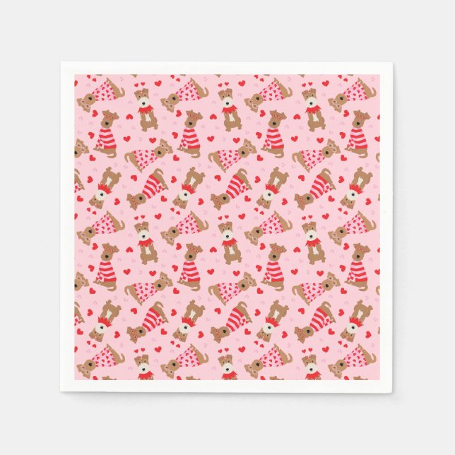 Alla hjärtans dag Welsh Wire Fox Terrier Hundar Pappersservett (Framsidan)