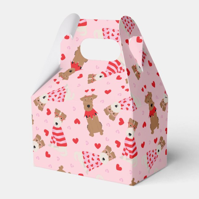 Alla hjärtans dag Welsh Wire Fox Terrier Hundar Presentaskar (Framsidan Sidan)