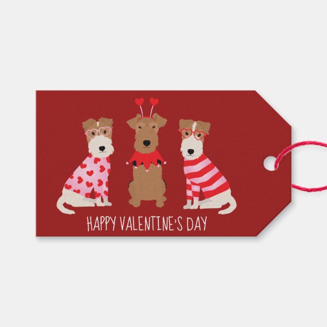 Alla hjärtans dag Welsh Wire Fox Terrier Hundar Presentetikett (Framsidan (Horisontell))