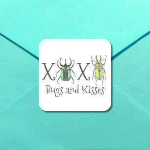 Alla hjärtans dag XOXO Beetles Fyrkantigt Klistermärke
