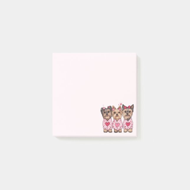 Alla hjärtans dag Yorkie Hundar Post-it Block (Framsida)