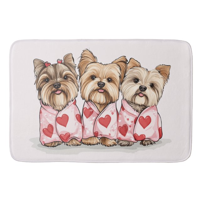 Alla hjärtans dag Yorkshire Terrier Hundar Badrumsmatta (Framsidan)