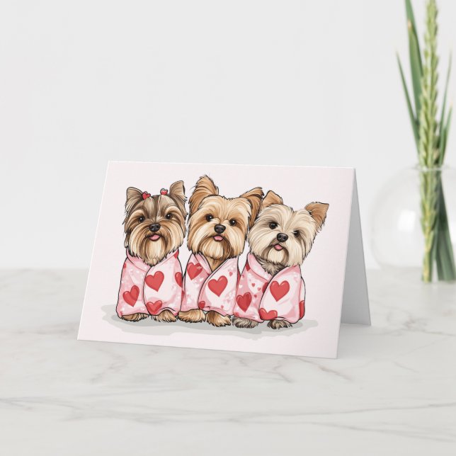 Alla hjärtans dag Yorkshire Terrier Hundar Helgkort (Framsida)