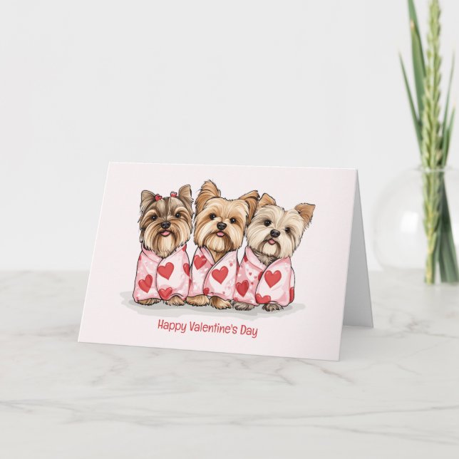 Alla hjärtans dag Yorkshire Terrier Hundar Helgkort (Framsida)