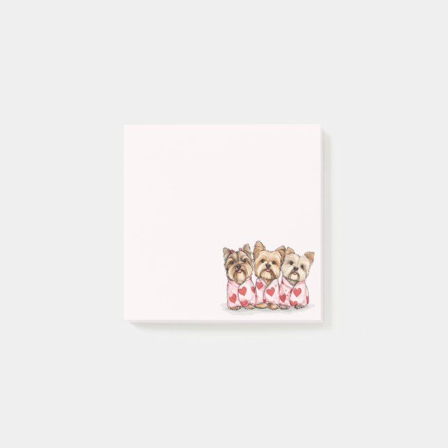 Alla hjärtans dag Yorkshire Terrier Hundar Post-it Block (Framsida)