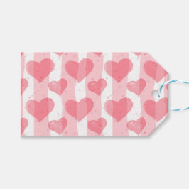 Alla hjärtans dagars vattenfärgshjärtan presentetikett