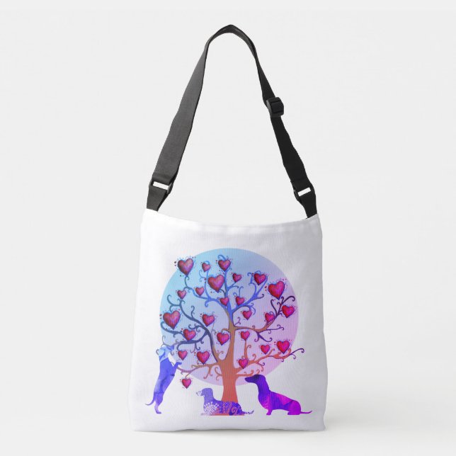 Alla hjärtans dagillustration, Dachshunds Bag Axelväska (Framsida)