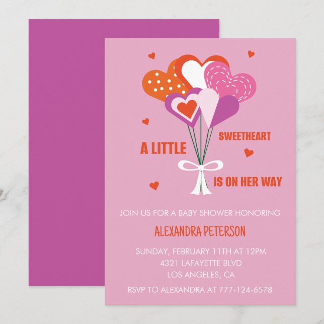 Alla hjärtans dags baby shower Cute Hearts Bouquet Inbjudningar (Fram/baksida)